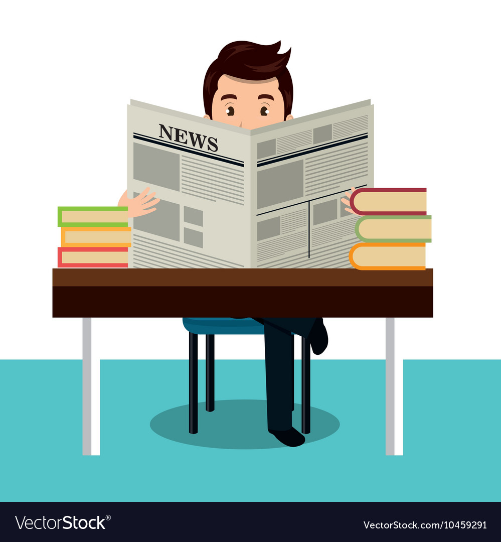 Man reading newspaper icon Royalty Free Vector Image