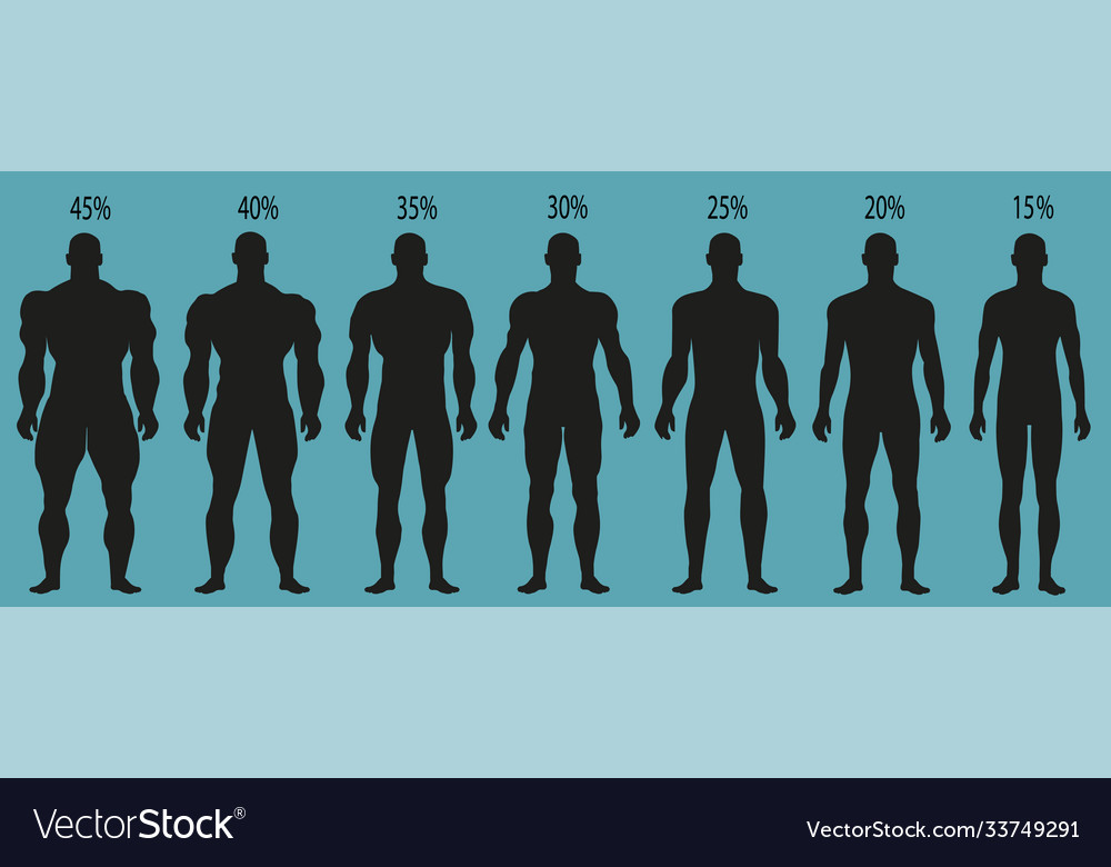 Man silhouettes with different muscle degrees