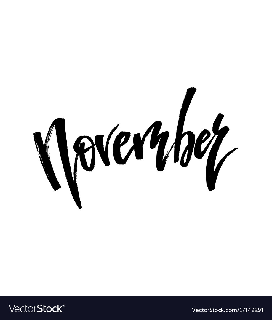 November autumn brush lettering Royalty Free Vector Image