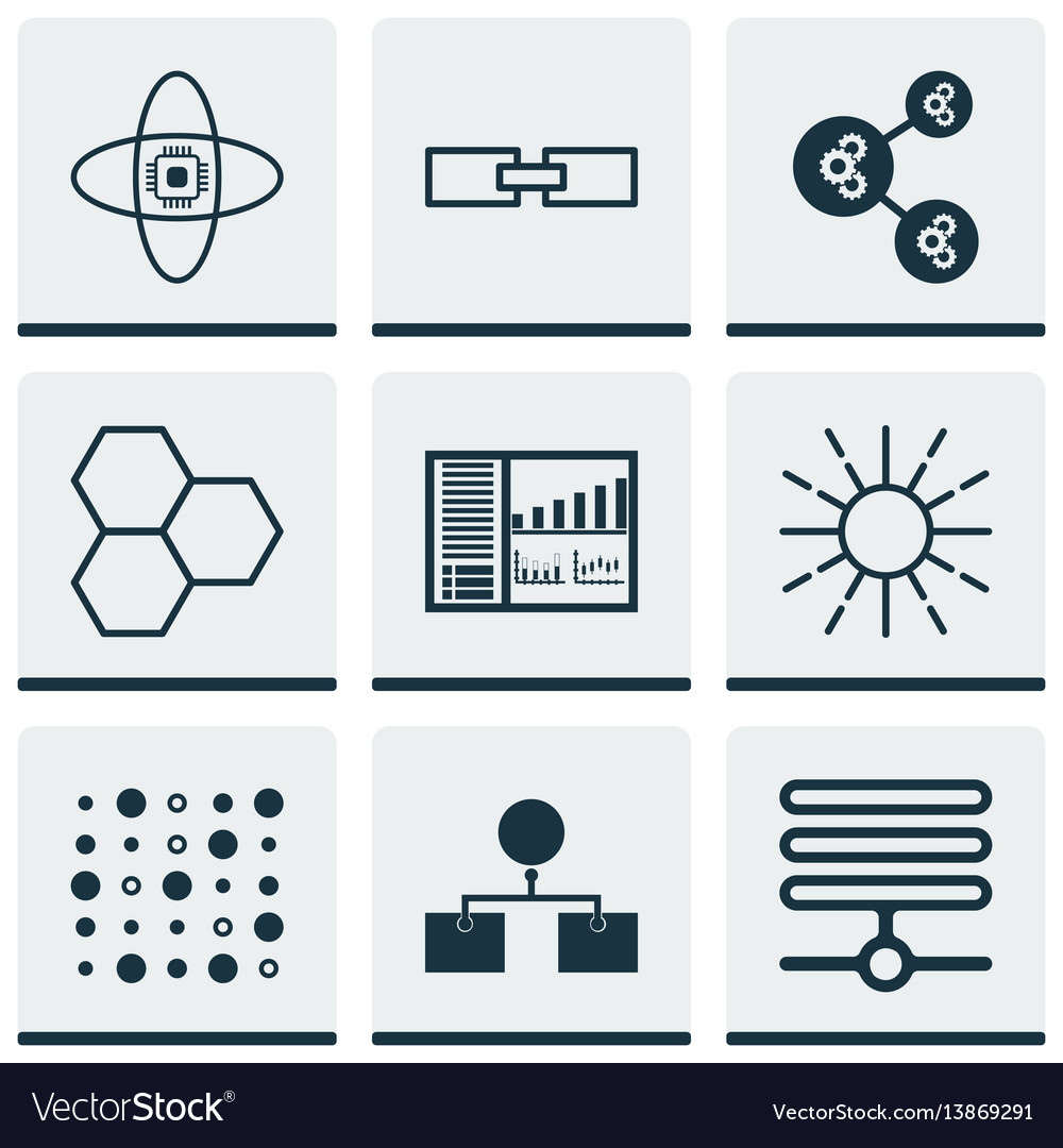 Set von 9 Machine Learning Icons enthält Variablen vector image Set von 9 Machine Learning Icons enthält Variablen