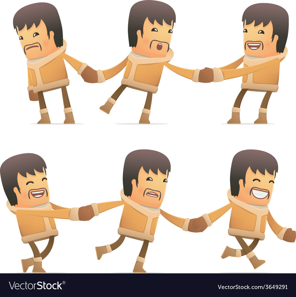 Set of eskimo character in different poses