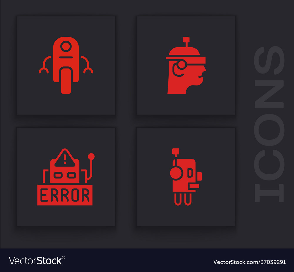 Set robot smart glasses and error in icon vector image Set robot smart glasses and error in icon