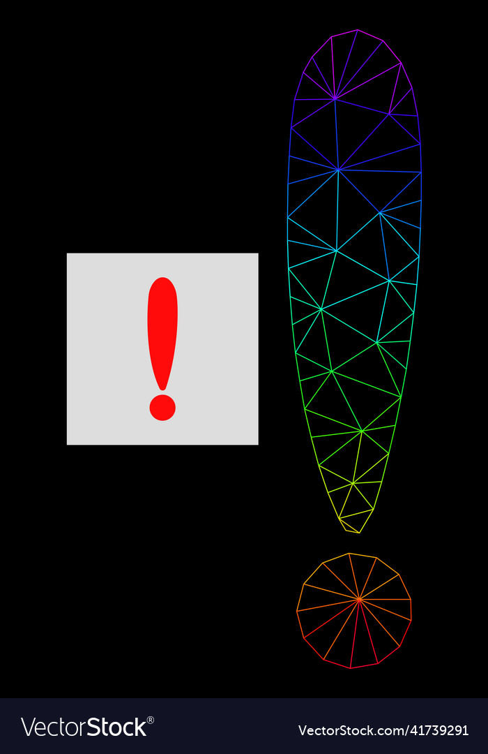 Spectrum gradiented polygonal mesh exclamation vector image Spectrum gradiented polygonal mesh exclamation