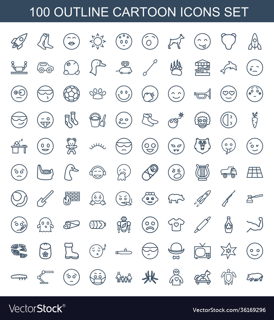 100 cartoon icons