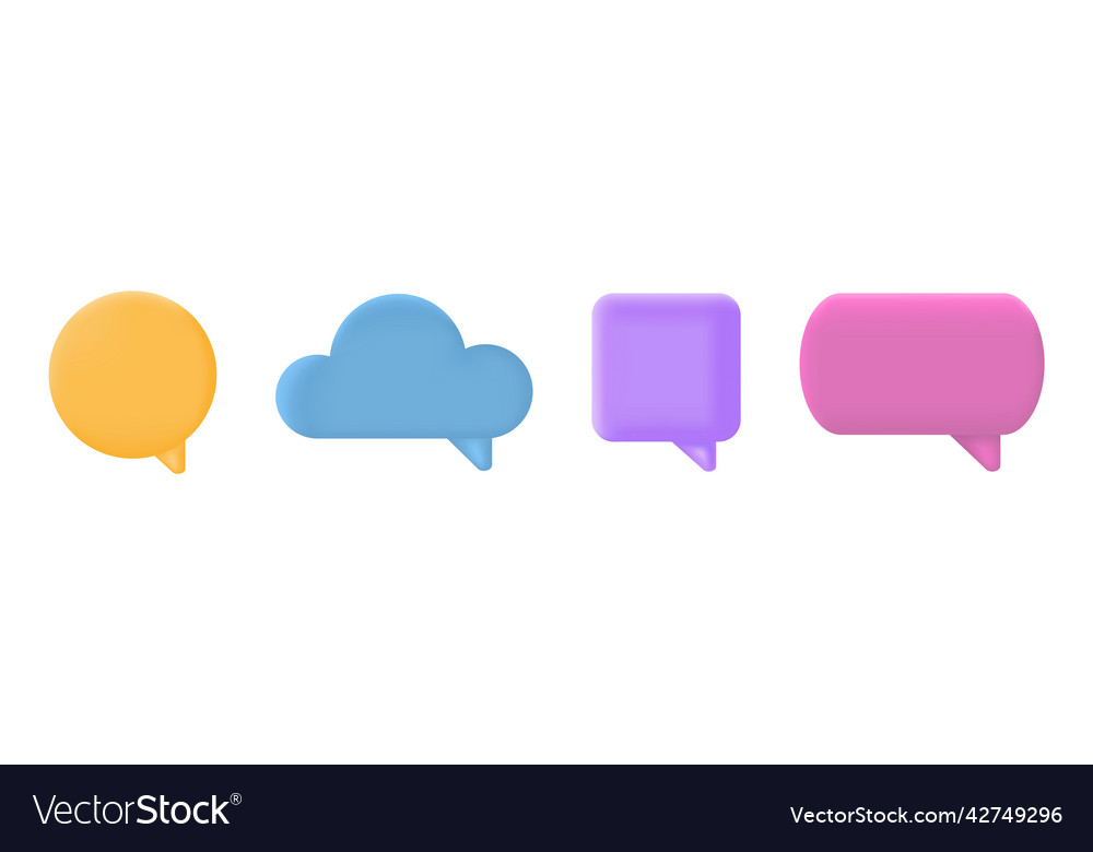 3d speech bubble set chat message icon color vector image 3d speech bubble set chat message icon color
