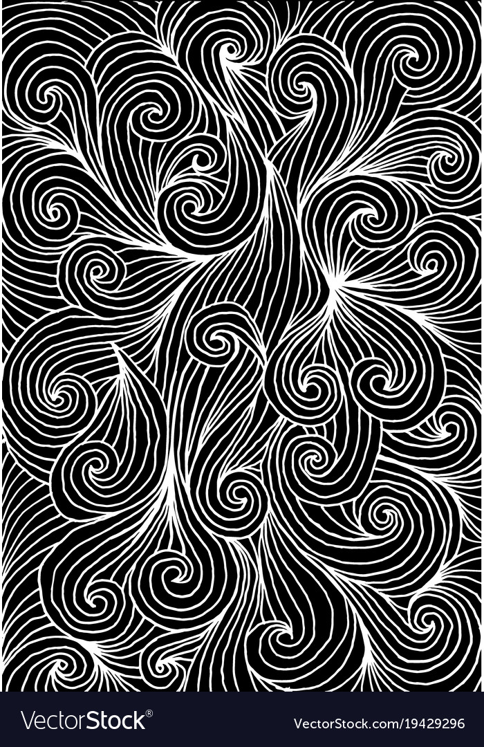 Abstract Hand-drawn Leafy Doodle Pattern In Black Vector Image