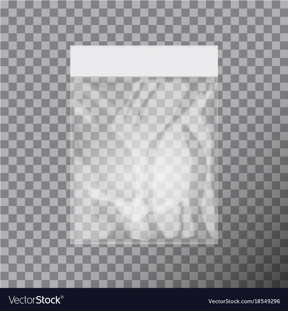 Blank Transparent Plastic Bag Template White Vector Image
