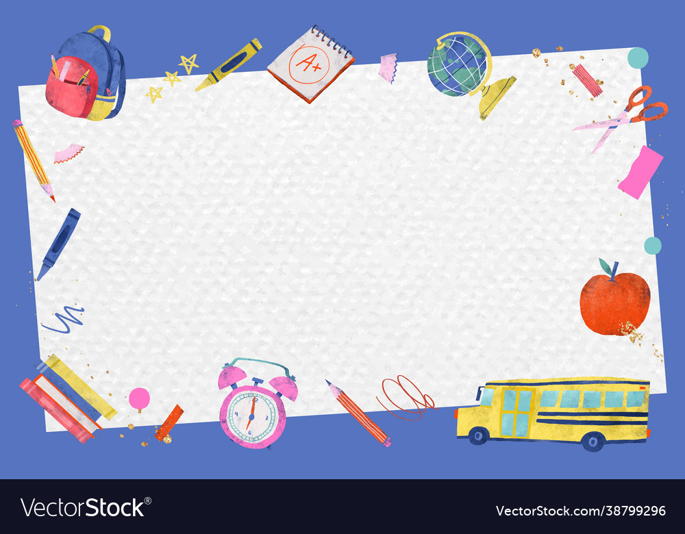 Blue back to school frame Royalty Free Vector Image