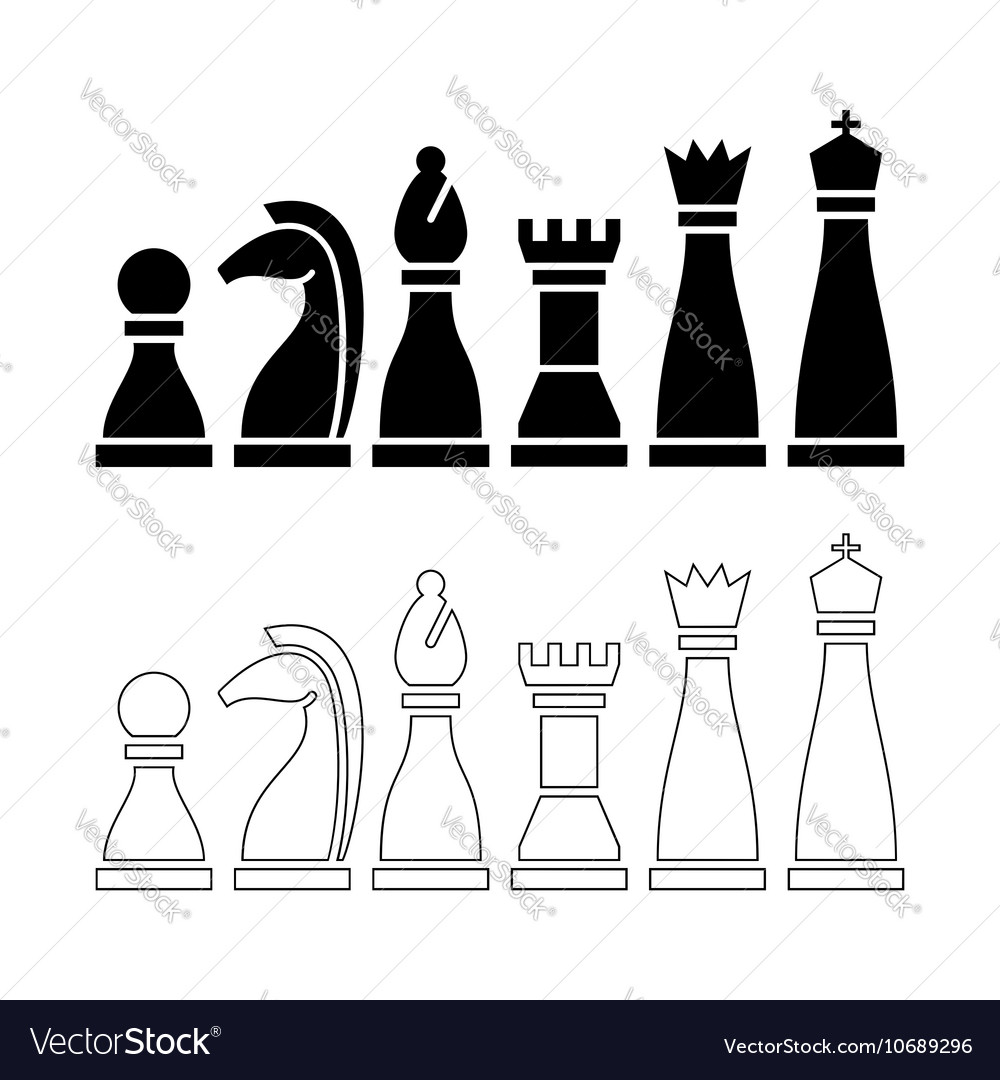 Chess pieces black and white figures Royalty Free Vector