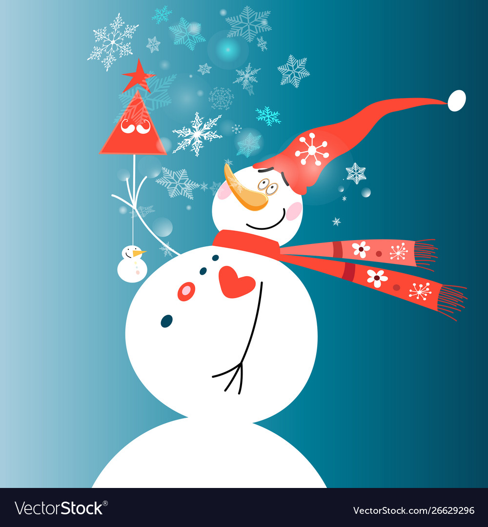 Christmas card with a snowman