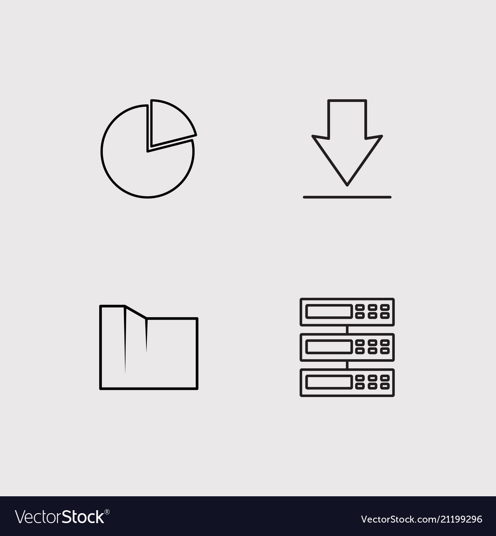 Data analytics simple linear icons set outlined
