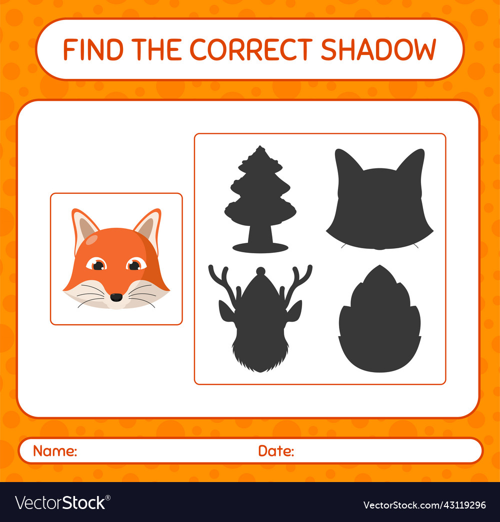 Find the correct shadows game with red fox Vector Image Find the correct shadows game with red fox