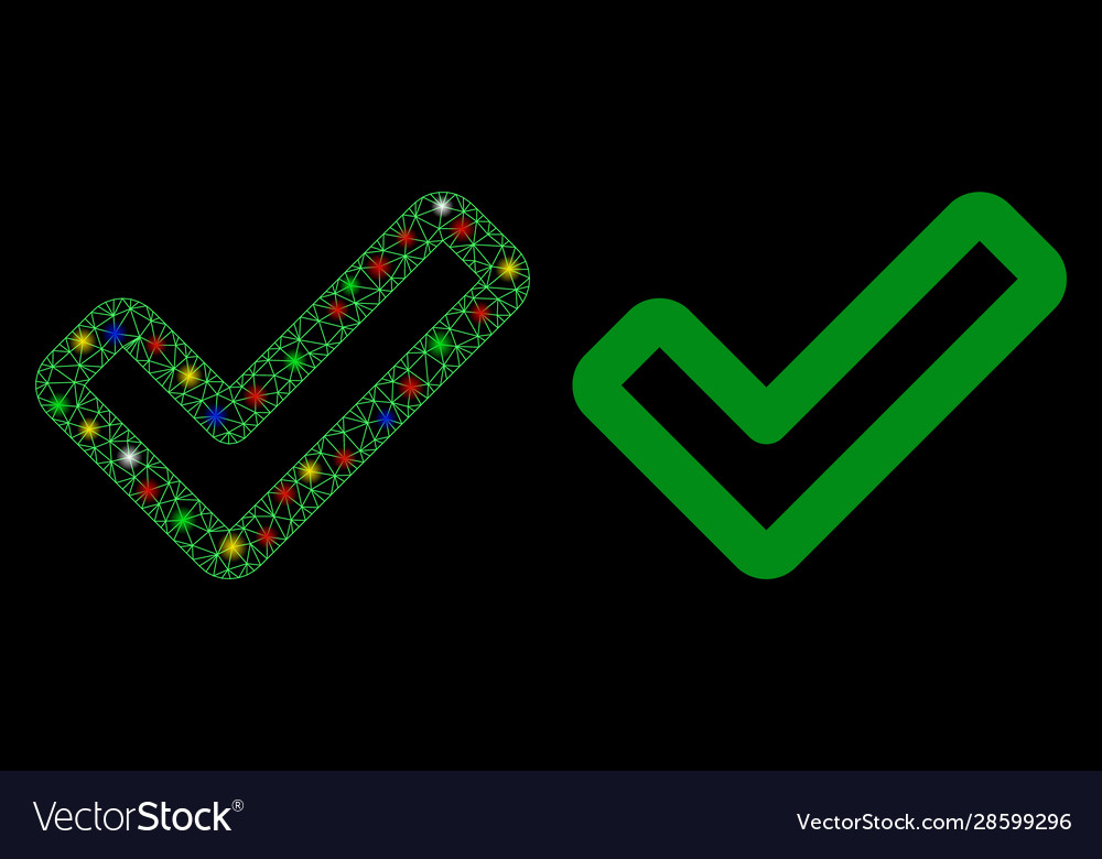 Flare mesh network apply tick icon with vector image Flare mesh network apply tick icon with