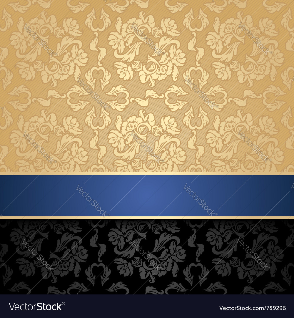 Floral decorative seamless background blue ribbon Vector Image