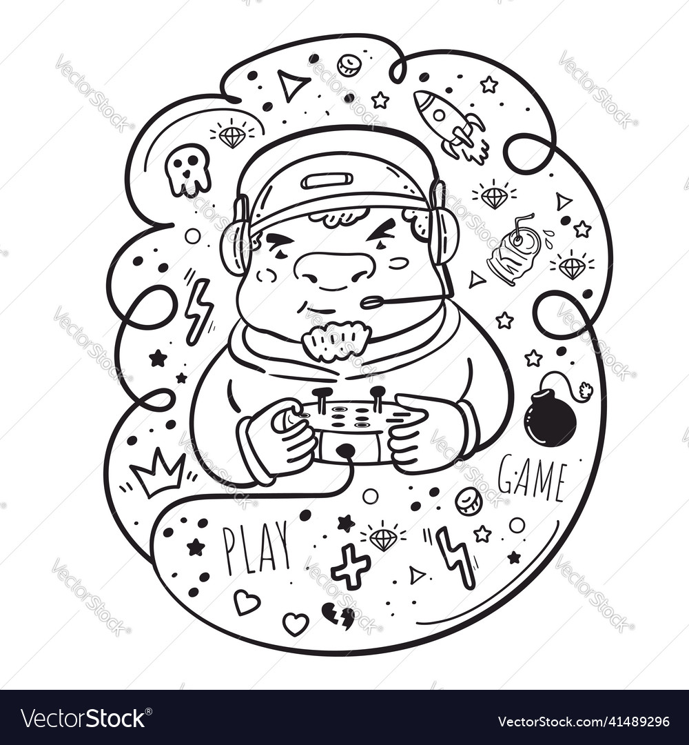 Guy is streaming games a set of game artifacts Vector Image Guy is streaming games a set of game artifacts