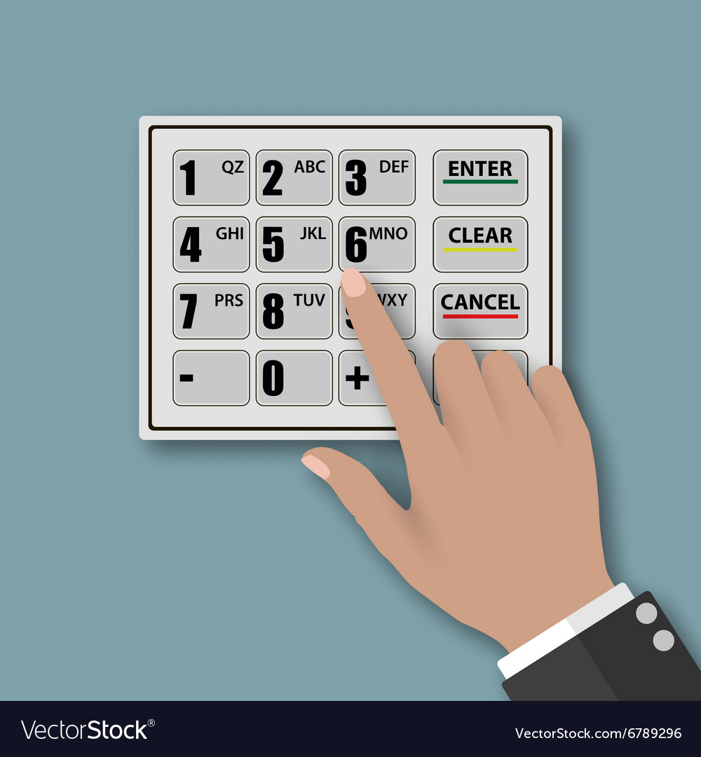 Hand presses on button of the atm