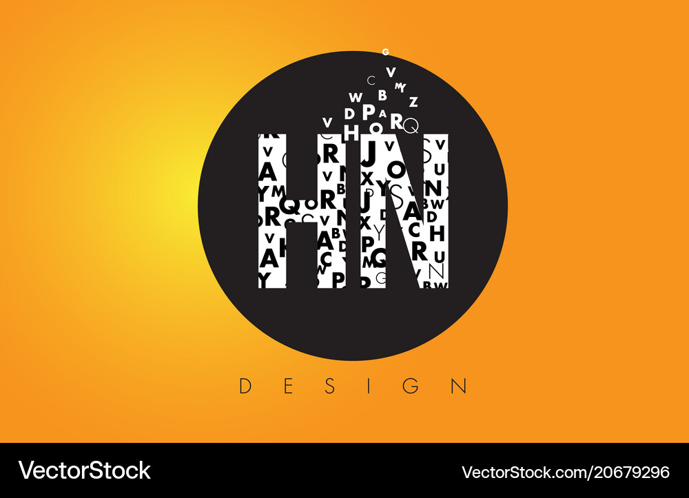Hn H N Logo Made Small Letters With Black Vector Image
