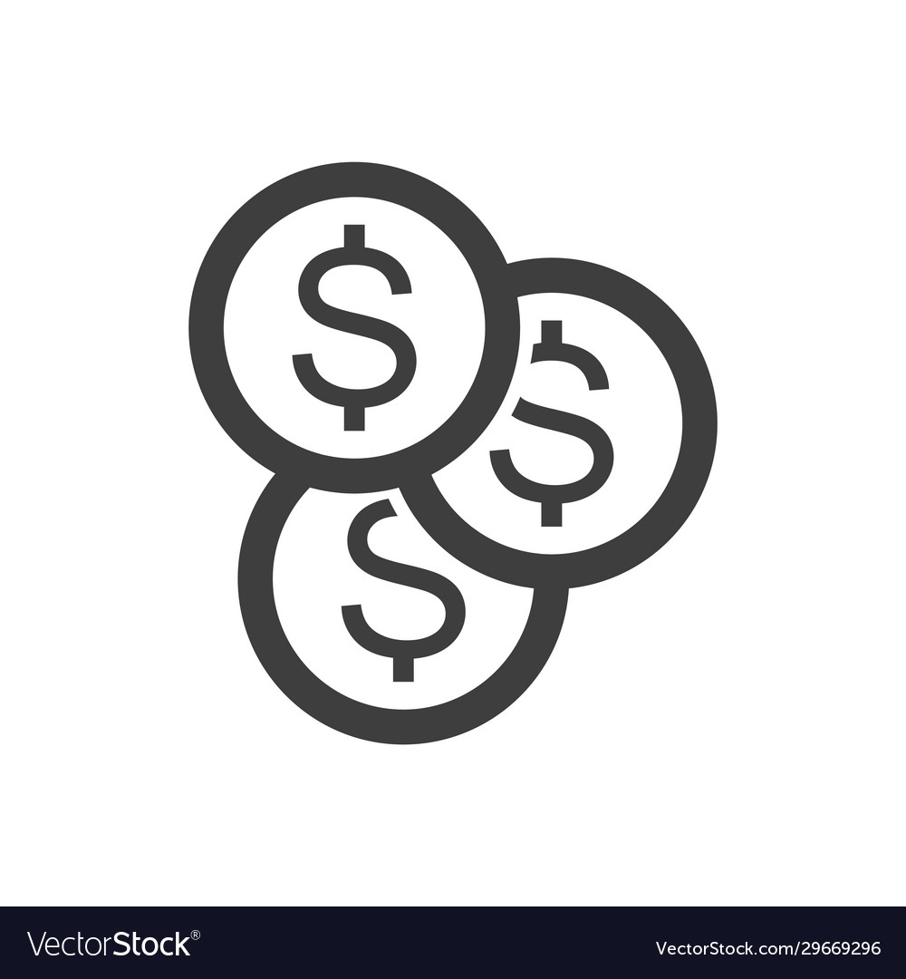 Icon three coins minimalistic linear execution vector image Icon three coins minimalistic linear execution