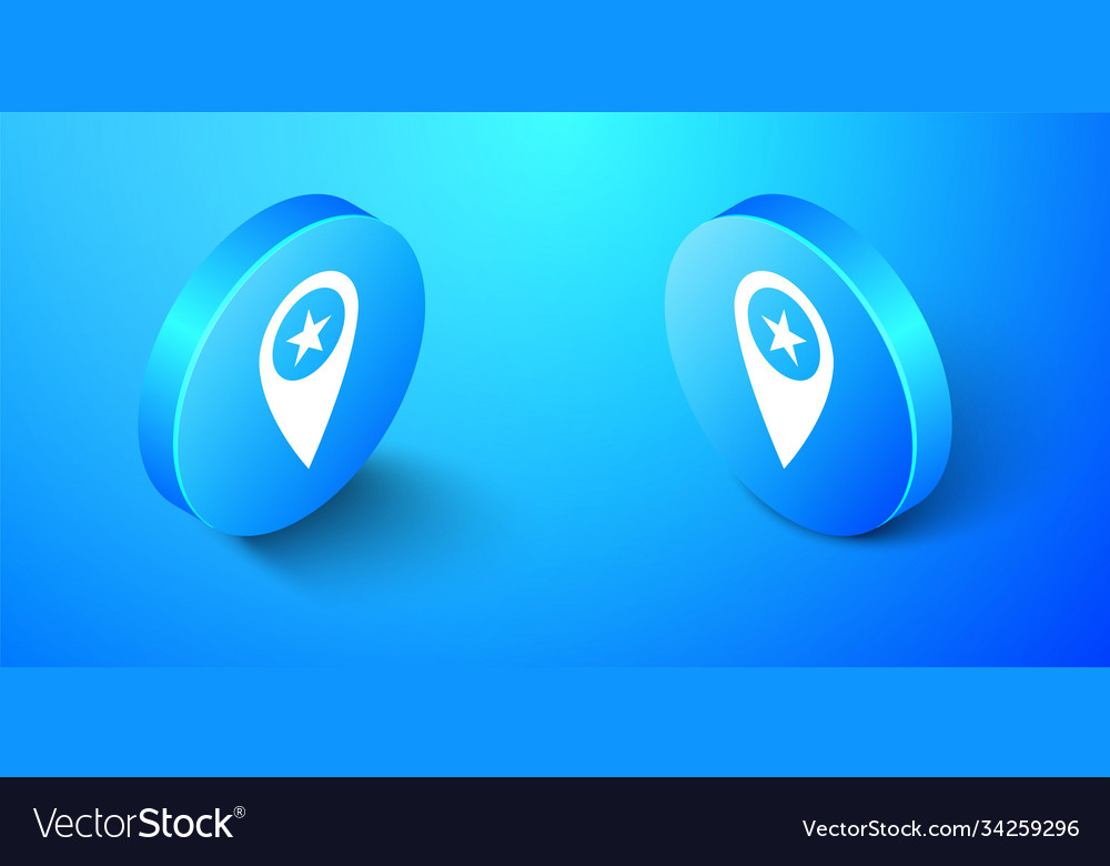 Isometric map pointer with star icon isolated vector image Isometric map pointer with star icon isolated