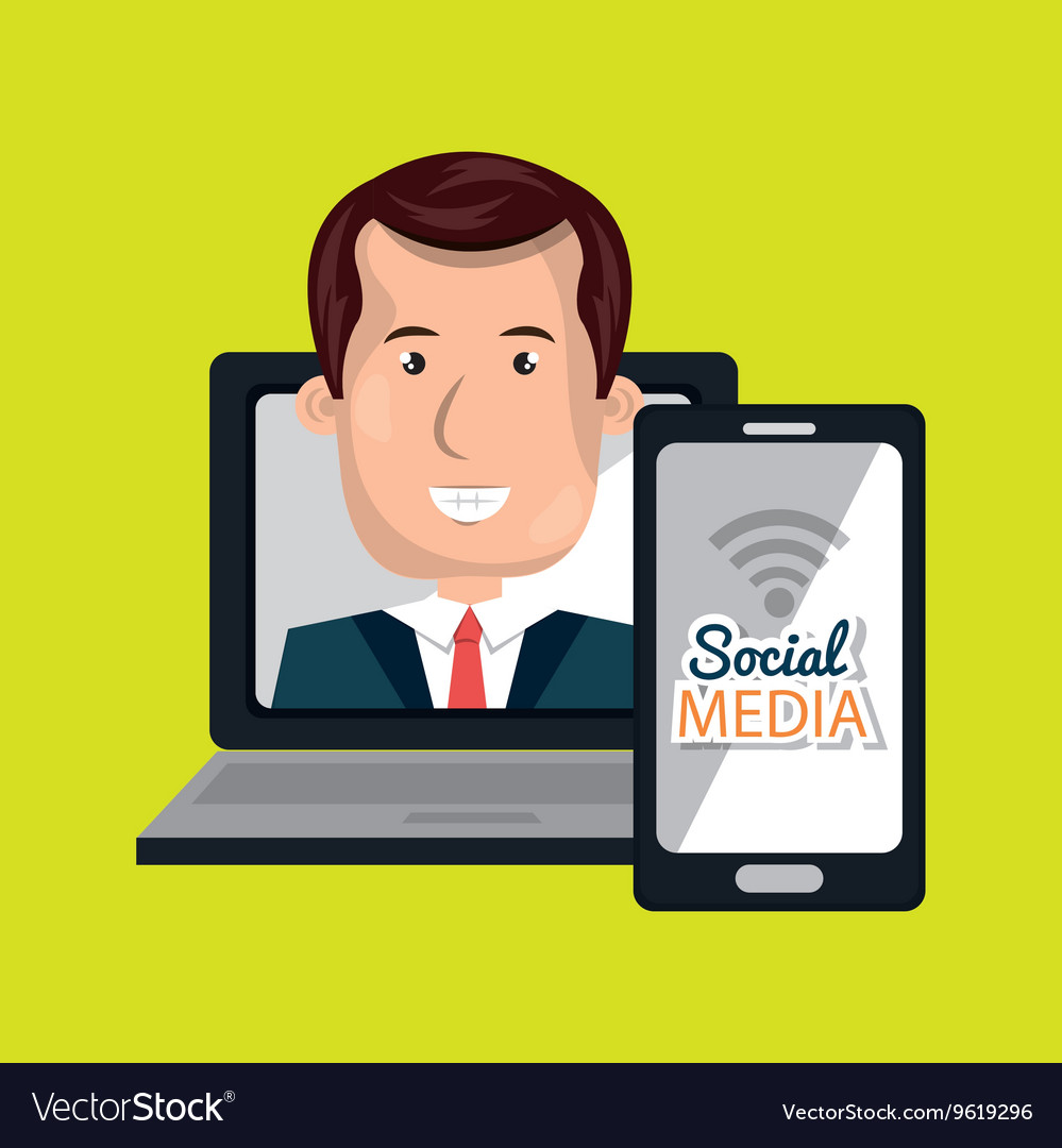 Laptop user with social networking smartphone