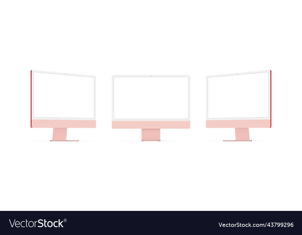 Pink computer monitors with blank screens