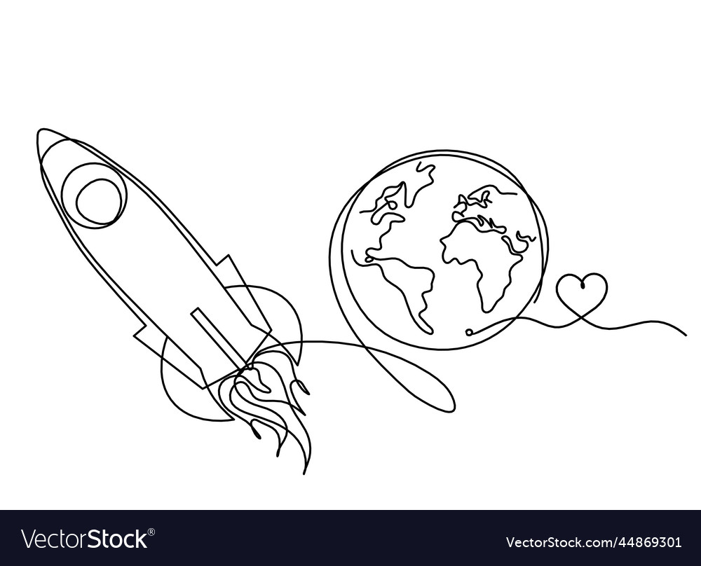 Abstract color rocket with heart as continuous