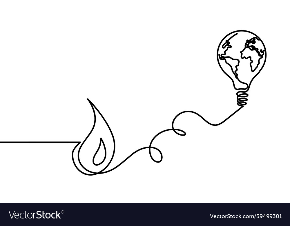Abstract drop with globe and lightbulb as line Vector Image Abstract drop with globe and lightbulb as line