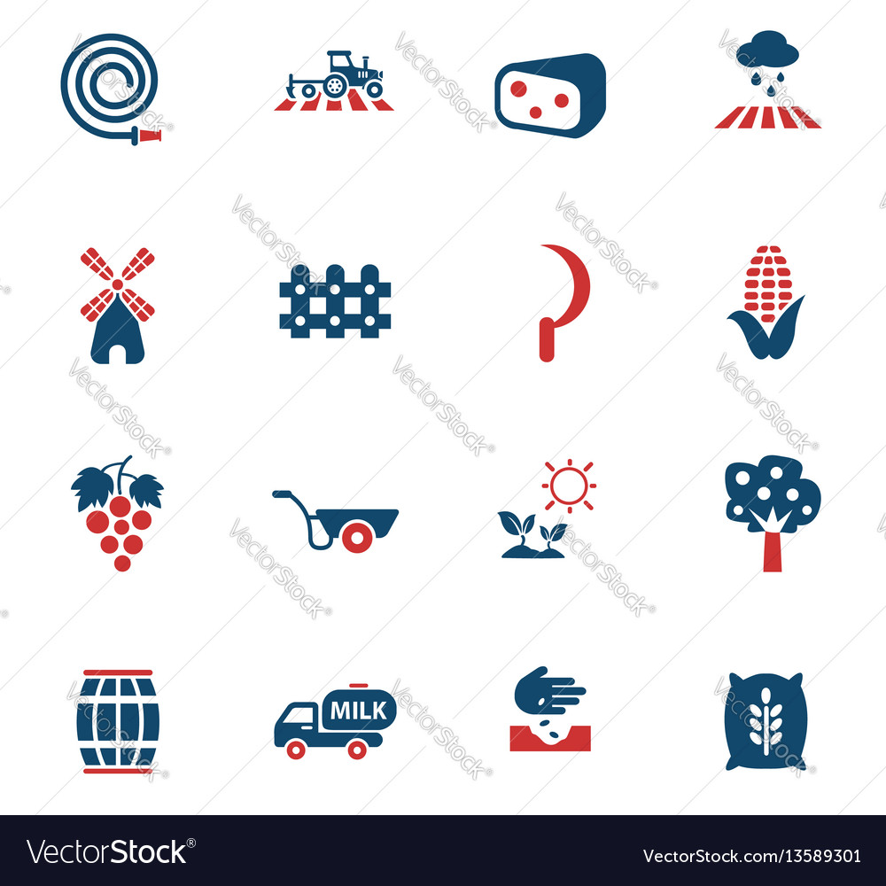 Agricultural icon set Royalty Free Vector Image