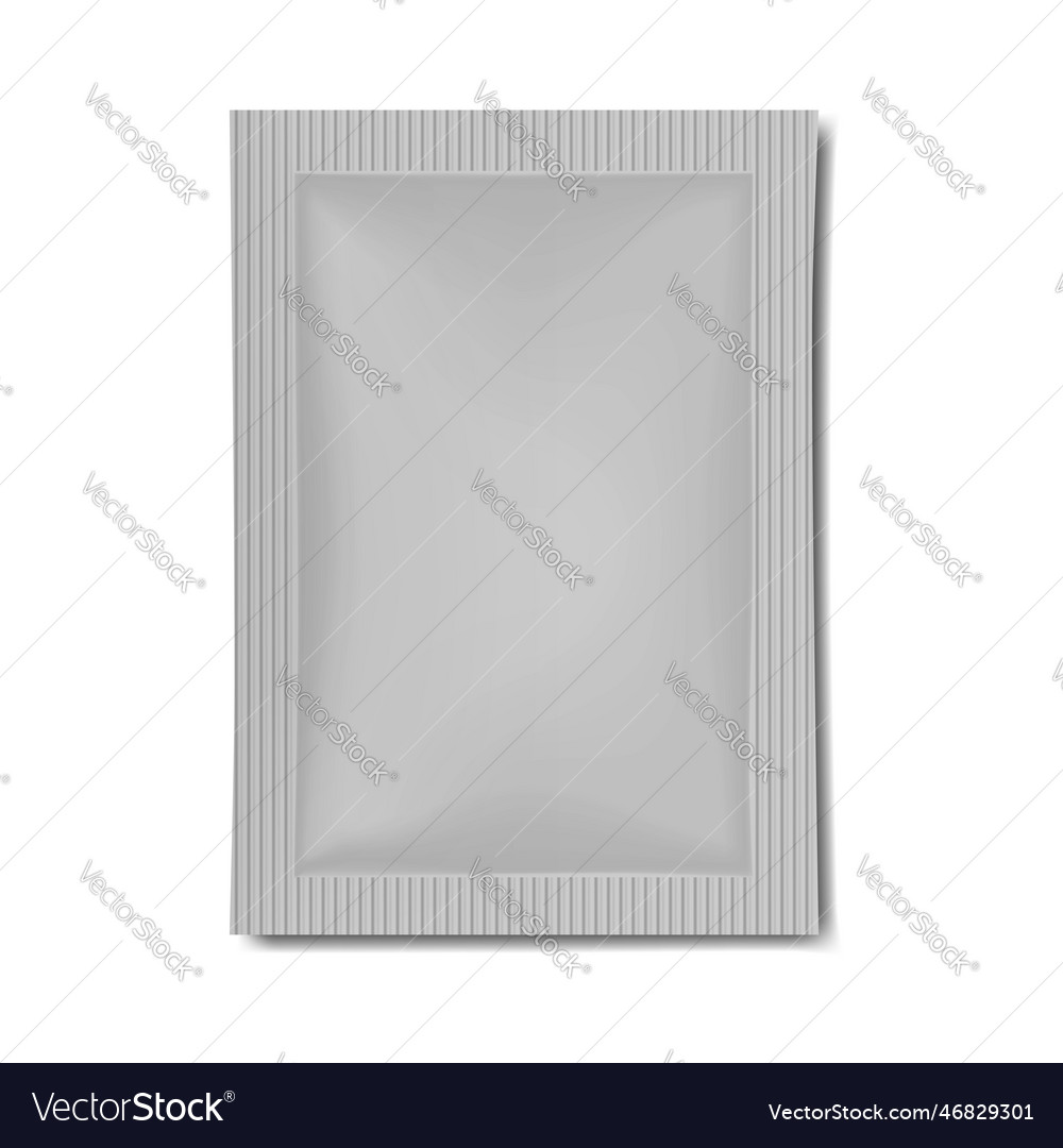 Blank gray sachet packet mock-up individual vector image Blank gray sachet packet mock-up individual