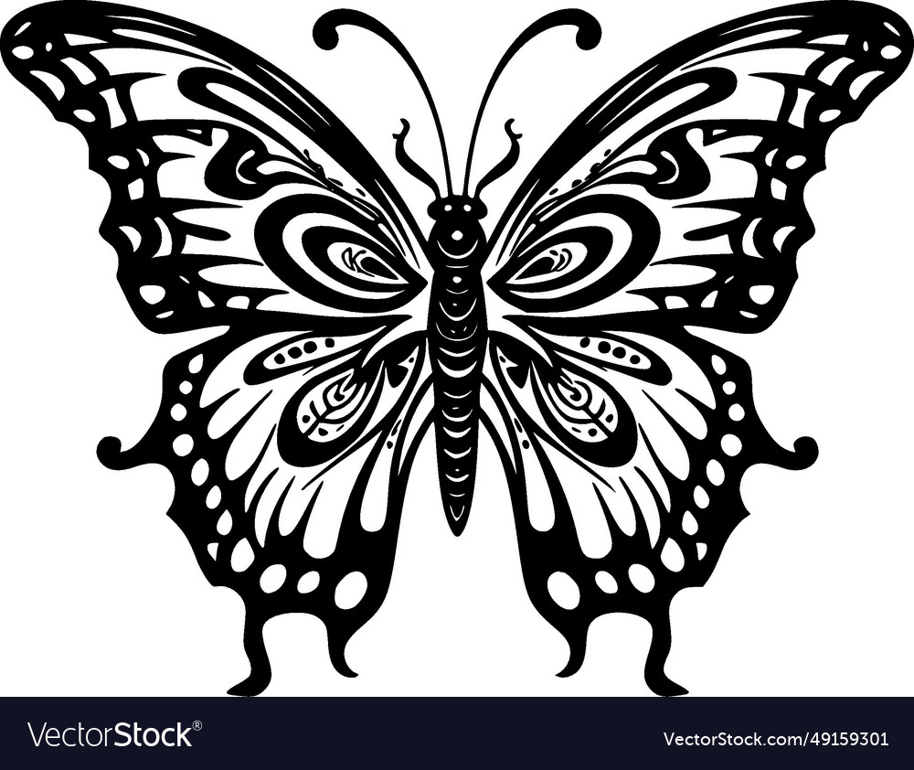 Butterfly - Black And White Royalty Free Vector Image