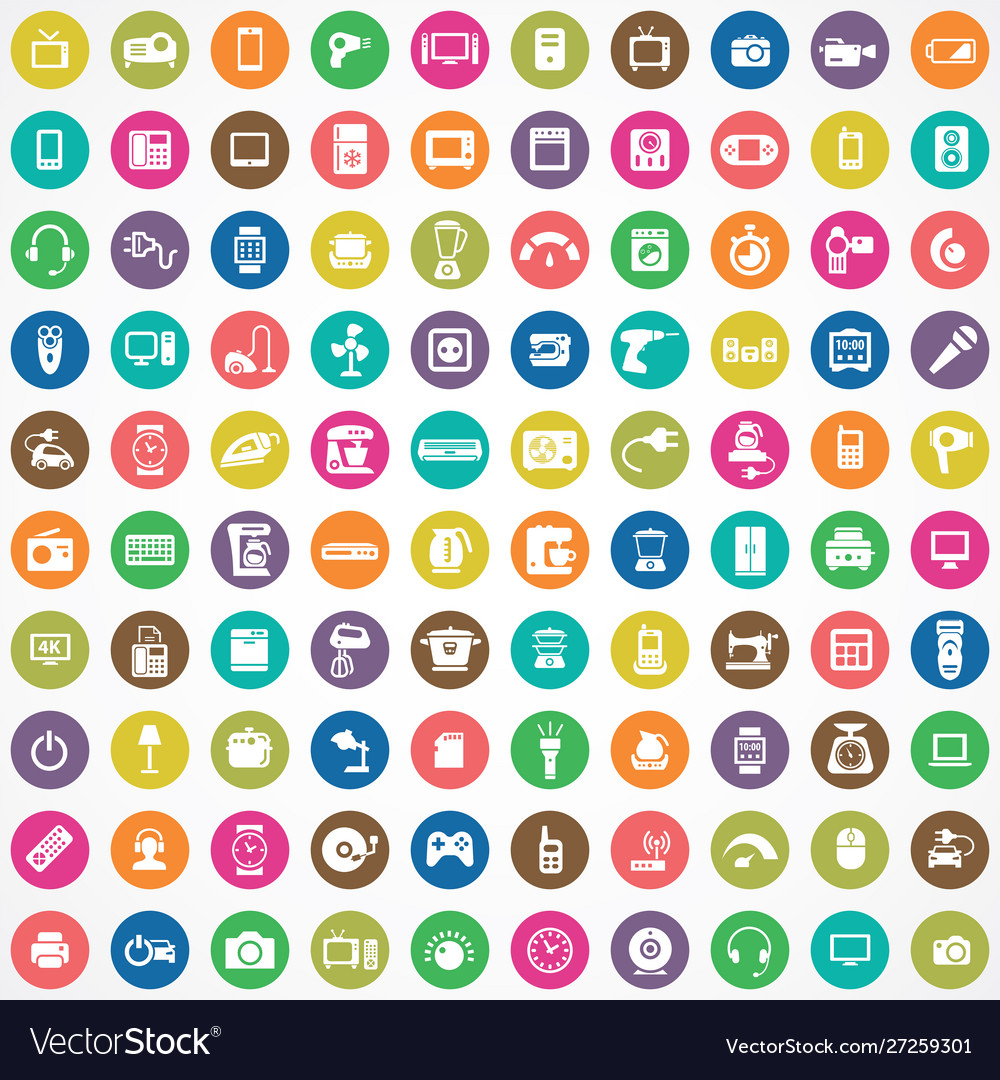 Elektronik 100 Icons Universalset für Web und ui