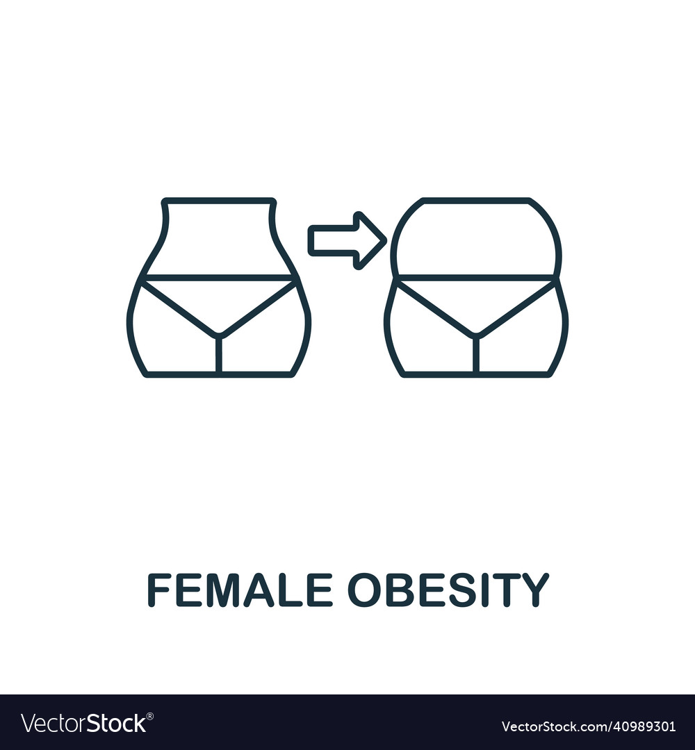 Female obesity icon monochrome sign from diet