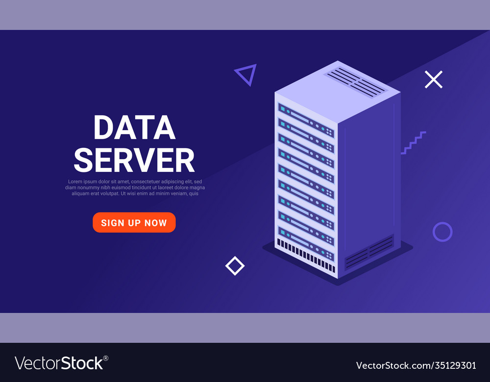 Isometric data center server technology server Vector Image