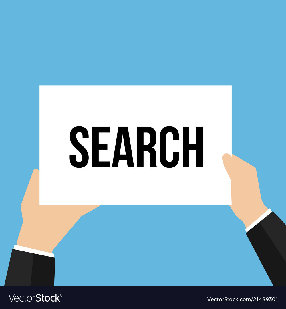 Man showing paper search text vector image Man showing paper search text