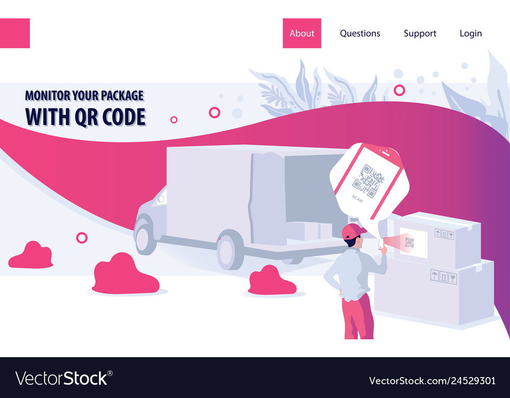 Monitoring package with scan qr vector image Monitoring package with scan qr