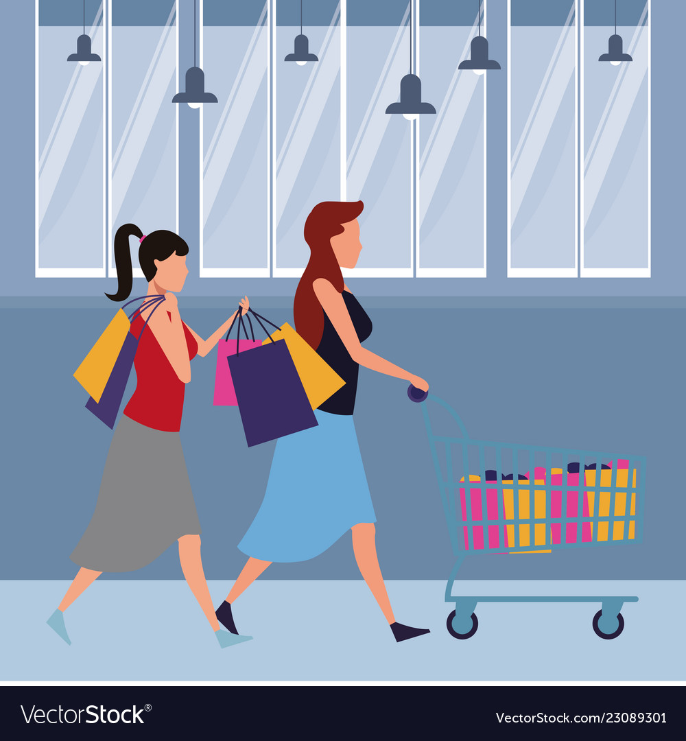 People shopping cartoon Royalty Free Vector Image People shopping cartoon Royalty Free Vector Image