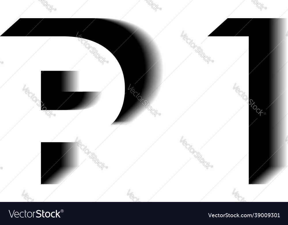Pi monogram shadow shape style Vector Image Pi monogram shadow shape style