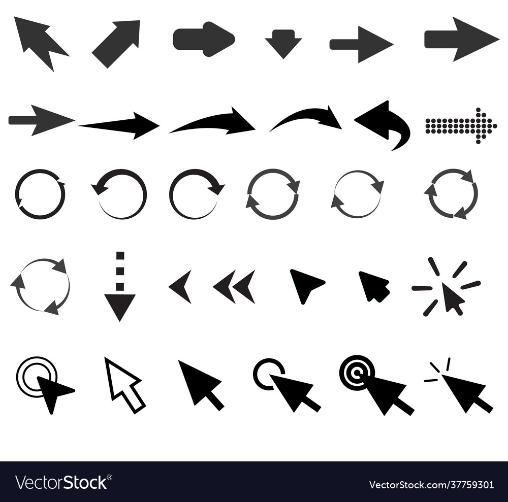Set arrows collection icon on white background Vector Image Set arrows collection icon on white background