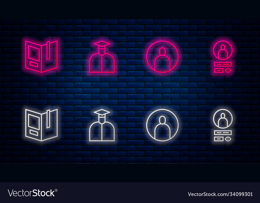Set line student create account screen open book vector image Set line student create account screen open book