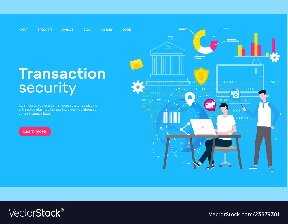 Transaction security web page global network vector image Transaction security web page global network