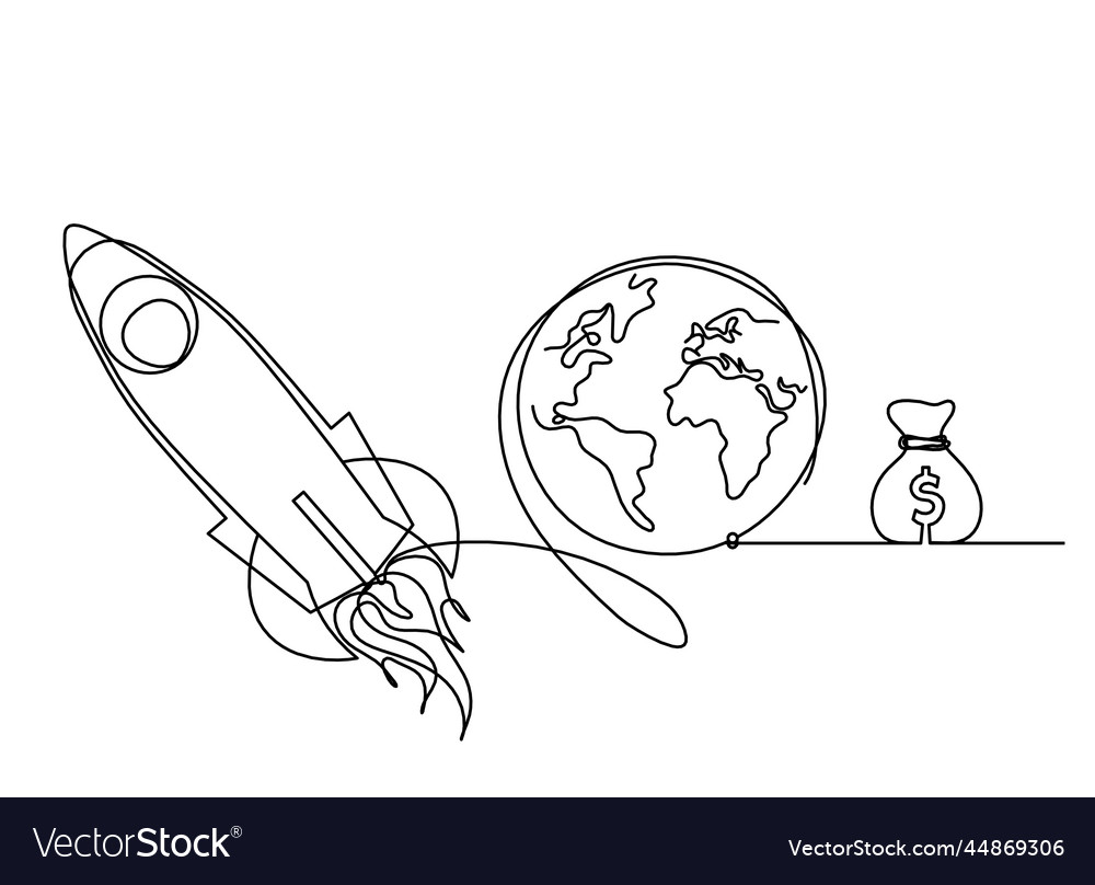 Abstract color rocket with dollar as continuous