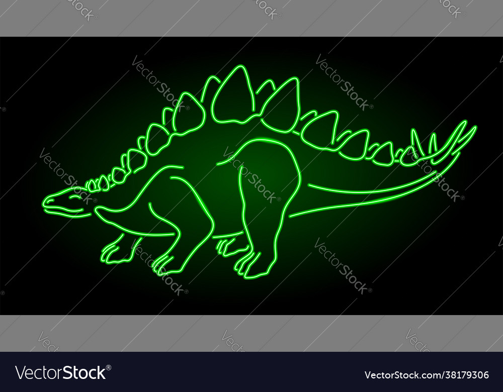 Kunst mit neongrün stilisierten glänzenden Stegosaurus