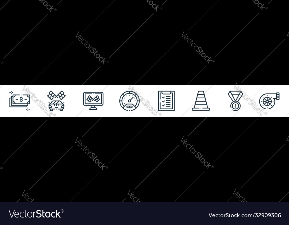 Autoracing line icons linear set quality