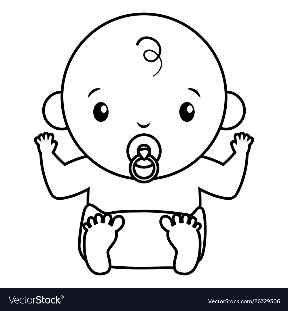 Baby boy with pacifier on white background Vector Image