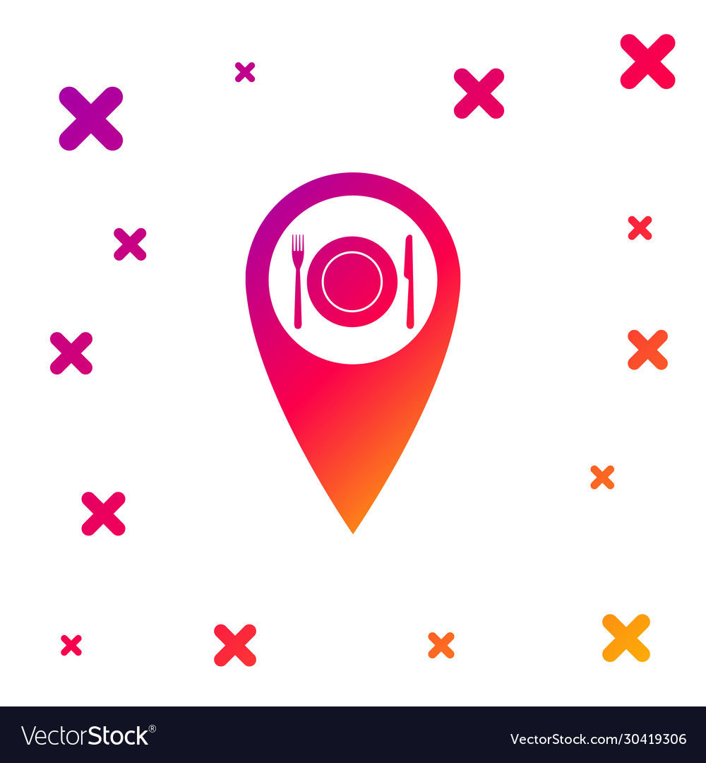 Color map pointer with restaurant and cutlery vector image Color map pointer with restaurant and cutlery