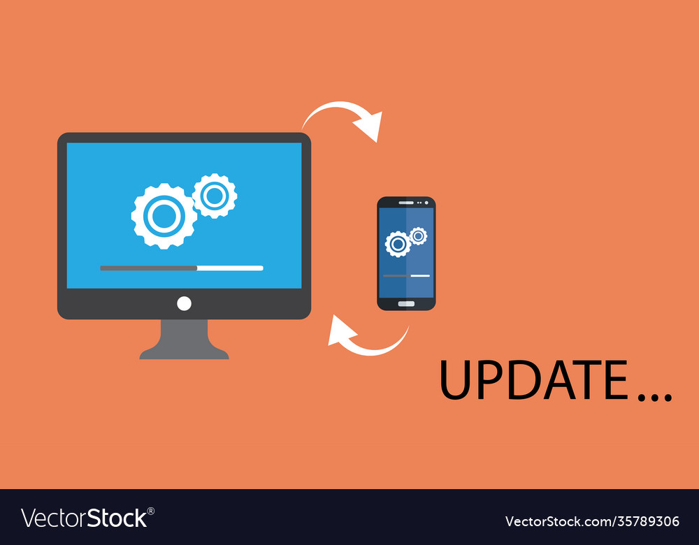 Data update or synchronize with bar process vector image Data update or synchronize with bar process