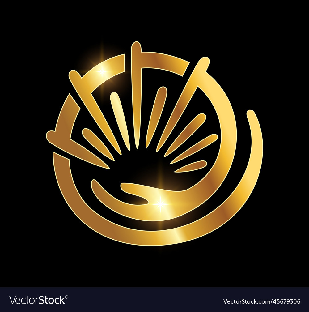 Golden Circle Hand Logo Icon Royalty Free Vector Image