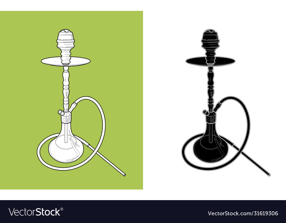 Hookah silhouette color and black white