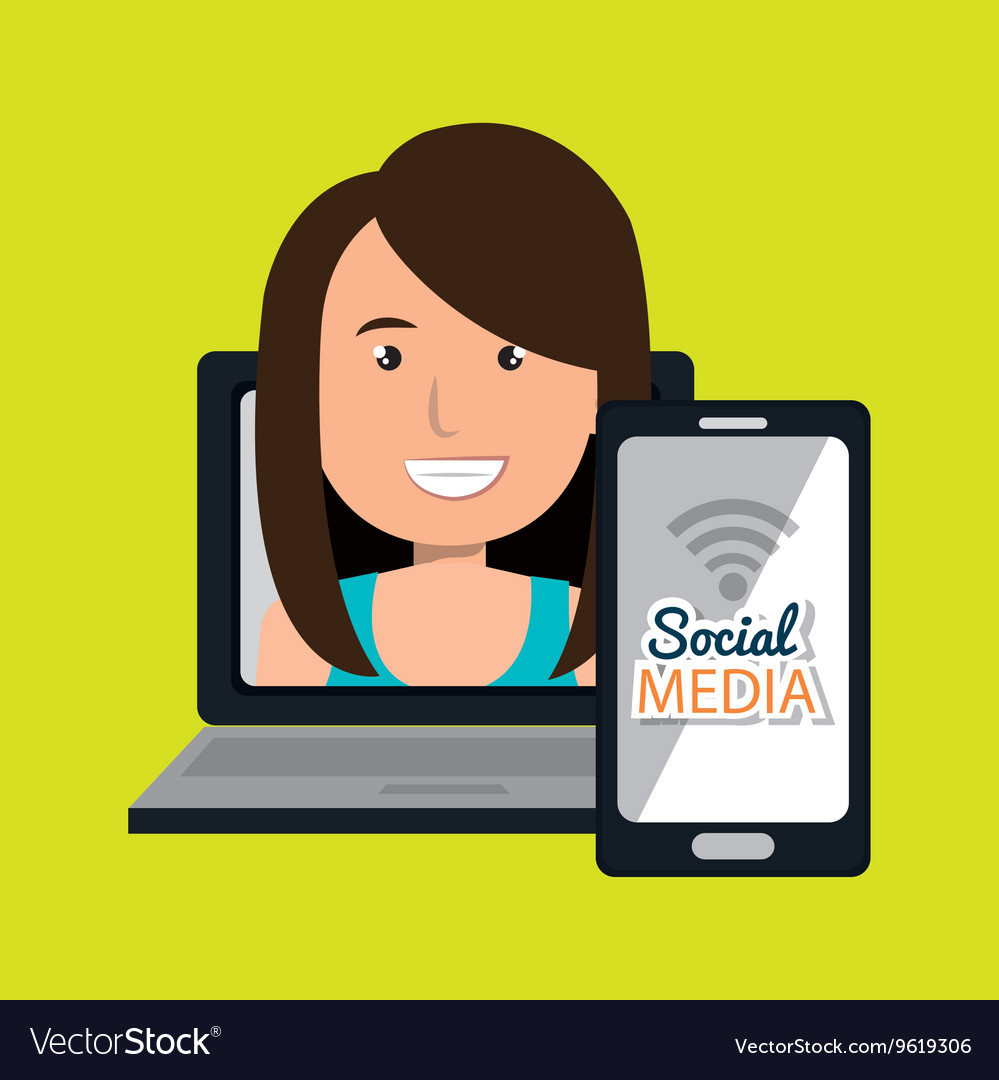 Laptop user with social networking smartphone