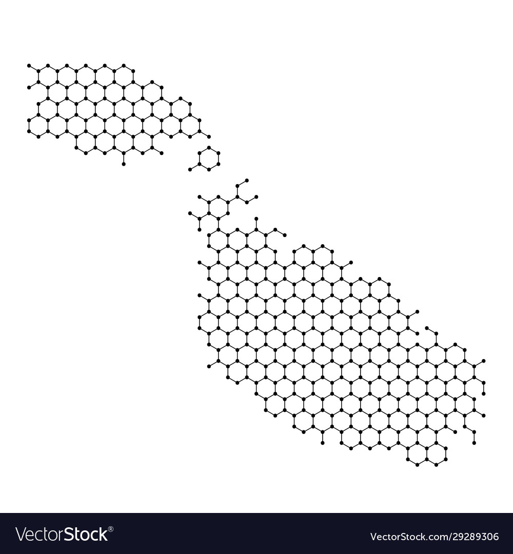 Malta map from abstract futuristic hexagonal